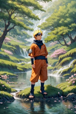 "Create an 8K AI image featuring Naruto Uzumaki, the beloved ninja from the Naruto series, set against a backdrop of serene natural beauty. Naruto should be depicted in a peaceful and reflective pose, surrounded by lush greenery, blooming cherry blossom trees, and gently flowing streams. The scene should evoke a sense of harmony and tranquility, capturing Naruto's inner peace amidst the beauty of nature. Feel free to add subtle nods to Naruto's ninja heritage, such as hidden shuriken or kunai, to enhance the composition."






,Apoloniasxmasbox