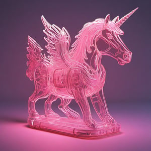 .
11 phone cases in the shape of a unicorn, neon pink and illuminated