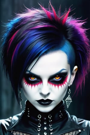 colourful, extreme, fearsome, haunting, exciting,  unique, evil,goth person,style