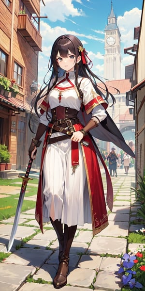 wooden sword, medieval, western, long skirt