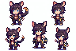 multiple views of the same character,Pixel art, one man