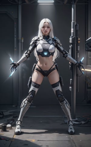 Prompt: ((Best Quality)), ((Masterpiece)), (Very Detailed: 1.3), 3D, Icaru valkirie-mecha, Beautiful cyberpunk girl, sci-fi technology, HDR (High Dynamic Range), ray tracing, nvidia RTX, super resolution, unreal 5, subsurface scattering, PBR texture, post-processing, anisotropic filtering, depth of field, maximum sharpness and sharpness, multi-layer texture, specular and albedo mapping, surface shading, accurate simulation of light-material interactions, perfect proportions, octane rendering, duotone lighting, low ISO, white balance, rule of thirds, wide aperture, 8K RAW, high efficiency subpixels, subpixel convolution, light particles, light scattering, Tyndall effect, (((VERY-SEXY))), full body, (((battle pose))), white hair 