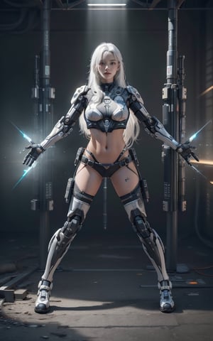 Prompt: ((Best Quality)), ((Masterpiece)), (Very Detailed: 1.3), 3D, Icaru valkirie-mecha, Beautiful cyberpunk girl, sci-fi technology, HDR (High Dynamic Range), ray tracing, nvidia RTX, super resolution, unreal 5, subsurface scattering, PBR texture, post-processing, anisotropic filtering, depth of field, maximum sharpness and sharpness, multi-layer texture, specular and albedo mapping, surface shading, accurate simulation of light-material interactions, perfect proportions, octane rendering, duotone lighting, low ISO, white balance, rule of thirds, wide aperture, 8K RAW, high efficiency subpixels, subpixel convolution, light particles, light scattering, Tyndall effect, (((VERY-SEXY))), full body, (((battle pose))), white hair 