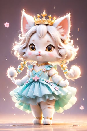 Xxmix_Catecat,a cat,spring,cat,wearing Princess dress,Personified standing,chibi,cute cartoon 