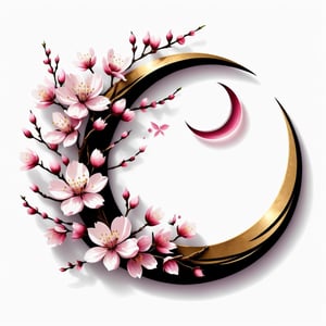 crescent_moon_cherry_blossom_(1 petal)_symbol,Leonardo Style,T shirt design