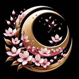 crescent_moon_cherry_blossom_petal_symbol,Leonardo Style,T shirt design