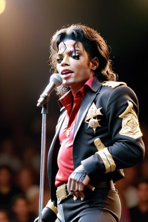 Michael Jackson singer at a concert with a microphone