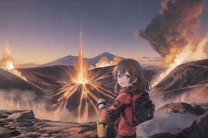 (masterpiece), best quality, HDR, 16k, Ultra realistic, highres, highly detailed, ultra_hd, high resolution, ultra_detailed, hyper realistic, extemely detailed background, detailed_background, complex_background, depth_of_field, extremely detailed and complex, volcanologist (lora:amberr1-000008:1) surrounded by lava,