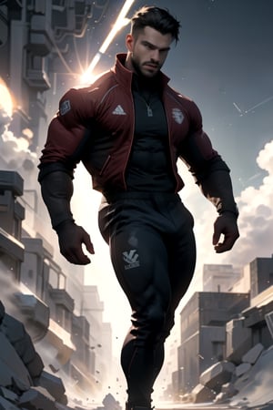 solar flare, man, in the universe, buzz cut, masculine, tracksuit, HIGHLY DETAILED cg, realistic, highres, best quality,HIGHLY DETAILED,jaeggernawt,<lora:659111690174031528:1.0>