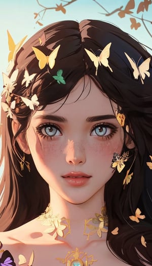 8k portrait of beautiful cyborg with brown hair, intricate, elegant, highly detailed, majestic, digital photography, art by artgerm and ruan jia and greg rutkowski surreal painting gold butterfly filigree, broken glass, (masterpiece, sidelighting, finely detailed beautiful eyes: 1.2), hdr, ,fashion_girl