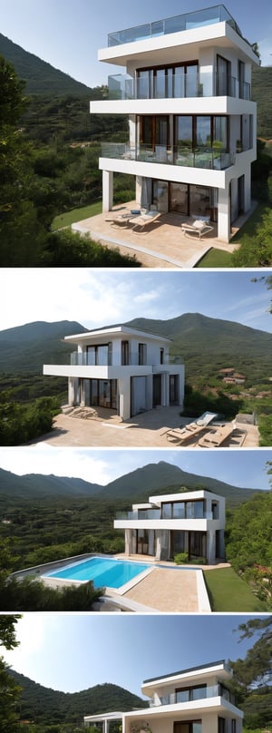 Villa on the seaside, three floors of modern style, on the top of the mountain by the sea