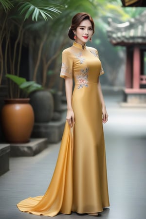 modern dress Spread this beauty vietnam women like because of its youthfulness, sweetness and charmLuxurious silk material, everyone will love it, front view and back view