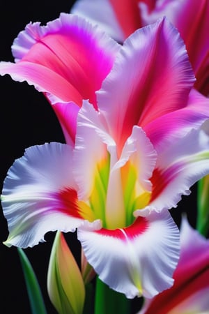 The gladiolus flower crystallizes from nebulae in the universe