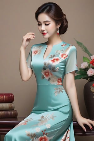 modern dress Spread this beauty vietnam women like because of its youthfulness, sweetness and charmLuxurious silk material, everyone will love it, front and back views 