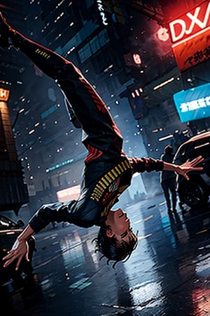 highly detailed,high quality,masterpiece,beautiful,(
general plane),1boy,solo,eyes open,realistic, man, loose clothing, doing parkour, backflip, background: day, park