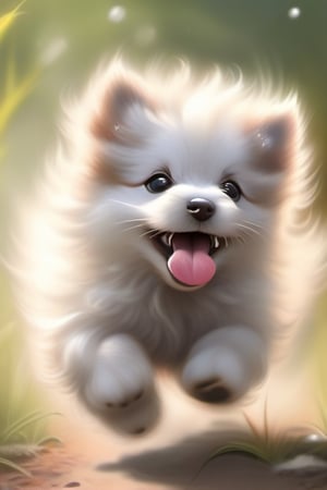 pastelbg,Xxmix_Alaska puppies,running towards,happy,cute,clear hair,realistic