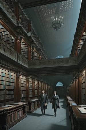 there is a picture of a book store with a man walking through it, gothic epic library concept, gothic epic library, gothic library, library of ruina concept art, ancient library, books cave, magic library, an eternal library, gloomy library, dusty library, alchemist library background, borne space library artwork, vast library, castle library, dark library, endless books
