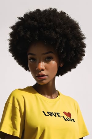 SFW, (masterpiece:1.3), close up portrait of (AIDA_LoRA_EmSam:1.1) in (yellow t-shirt:1.1), little girl, pretty face, beautiful child, very detailed face, (very short afro hair), [bold], [bold afro girl], (looking at viewer with love:1.3), (very detailed natural skin with pores), dolly short, parted lips, dramatic, composition, (studio photo:1.3), (trending on artstation:1.3), kkw-ph1, hdr, f1.5, colorful, (white background:1.1), (isolated on white:1.1), stunningly beautiful, simple background,SAM YANG