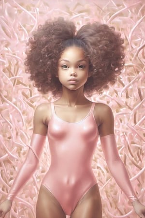 Abstract artistic background. Vintage illustration, (beautiful mixed girl black and white, mulatto, wearing a pink leotard: 1.4),  practice, rhythmic gymnastics, ribbon, figures, golden brushstrokes. Textured background. Oil on canvas. modern Art. grey, wallpaper, poster, card, mural, print, wall art, detailmaster2,  Dreamwave

Add_any_gymnastics_skill,Fairy