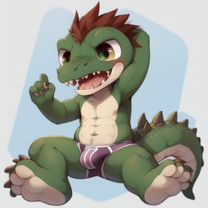 chibi,cute, male, nonhuman,crocodile, underwear