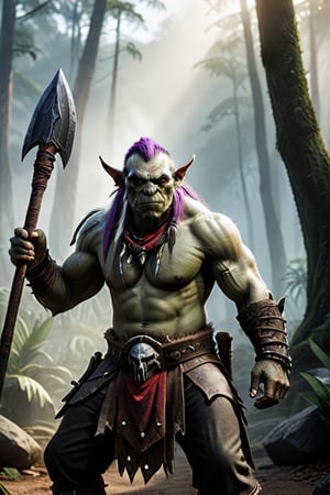 Prompt
A Female Orc, with a White and Purple Mohawk, With White war paint, (martial arts master:0.7) battle (Orc:1.2) mafioso, Orc holding a crude spiked club studded. He has red eyes and a bandana. Orc is lord of the rings inspired, but he wields the Orc Axe with fierce determination.
The morning sunrise highlights him with impeccable (cinematic backlighting) as it burns away the morning mist of the jungle. perfectly drawn hands, cinematic scene, dramatic lighting, hyperdetailed photography, soft light, full body portrait, cover. shot on Blackmagic Pocket Cinema Camera 6K Pro and a Sigma Cine Prime 35mm f/1.4 lens (f/4.0, moderate ISO)
