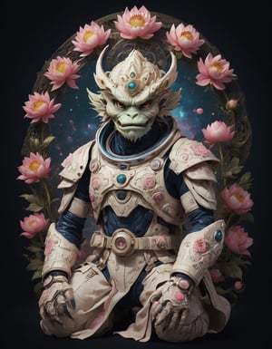 a beautiful rendition of astronaut,insanely detailed and intricate,Ásia traditional ratio,hypermaximalist,matte,cinematic,James  froud,ross tran,,LuxTechAI ,,monster ,TransformersStyle 
Budha lotus pose barong goodness good  icon  samurai peony  
Garuda humongous ,ULTIMATE LOGO MAKER [XL]