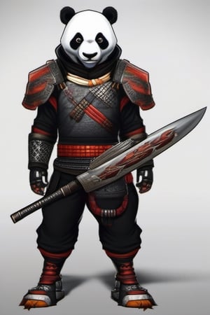 ninja panda with carbon armor, dalmatian and fire scorpion.