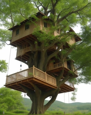 a tree house, beatiful landscape