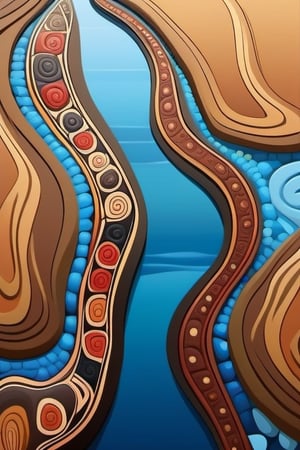 ABSTRACT DESIGN ABORIGINAL RIVER AND OTHER SHAPE ON SIDE OF RIVER STYLE
