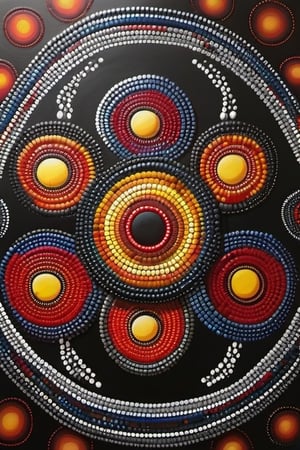 ABSTRACT DOT PAINTING DESIGN ABORIGINAL PLATAPUS IN A CIRCLE
