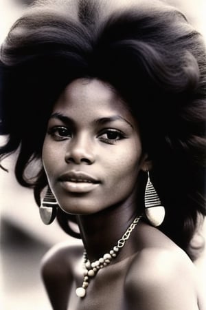a professional photo of a hippy black woman in 1968,supermodel\(hubggirl)\