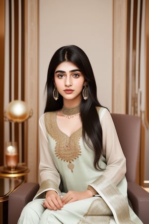 beautiful cute young attractive girl indian, teenage girl, village girl,18 year old,cute, instagram model,long black hair . Envision a Pakistani girl in a beautiful white shalwar kameez, seated elegantly in a luxurious hotel lounge, her chest subtly emphasized, exuding confidence and grace, adorned with exquisite jewelry including dangling earrings, Paperwork, intricate paper cutting with layered textures and delicate patterns