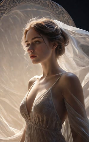 high quality, 8K Ultra HD, hyper-realistic woman, The woman is standing in a moonlit setting, her body bathed in a soft, diffused glow that accentuates the delicate nuances of her expression. The artist, captures every subtle contour of her face, the intricacies of her gaze, and the cascading strands of her hair, In this mysterious ambiance, the artist employs da Vinci's mastery of shadow and light, creating an alluring interplay that accentuates the enigmatic aura surrounding the woman, Shadows dance across her body, enhancing the depth of her gaze and adding a touch of secrecy to the composition, by yukisakura, highly detailed, ,photorealistic , full_body, full-body_ , full-length_portrait