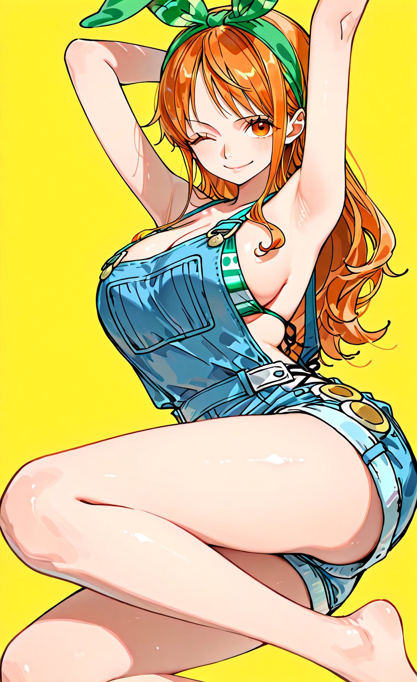 1girl,  nami (one piece),  overalls by Rin_x0 on Tensor.Art