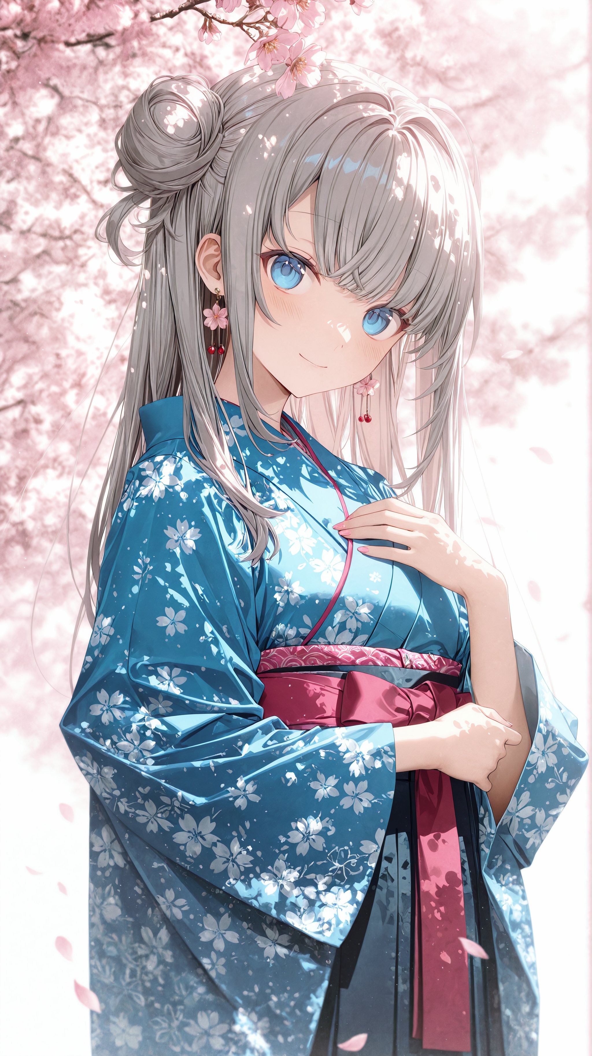 1girl,  blue eyes,  blue kimono by Pio on Tensor.Art