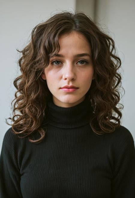 score_9,score_8_up,score_7_up,score_6_up BREAK source_real,raw,photo,realistic BREAK an woman,clean skin,wearing a black turtleneck sweater,soft hair,black long curly hair,looking at the camera,