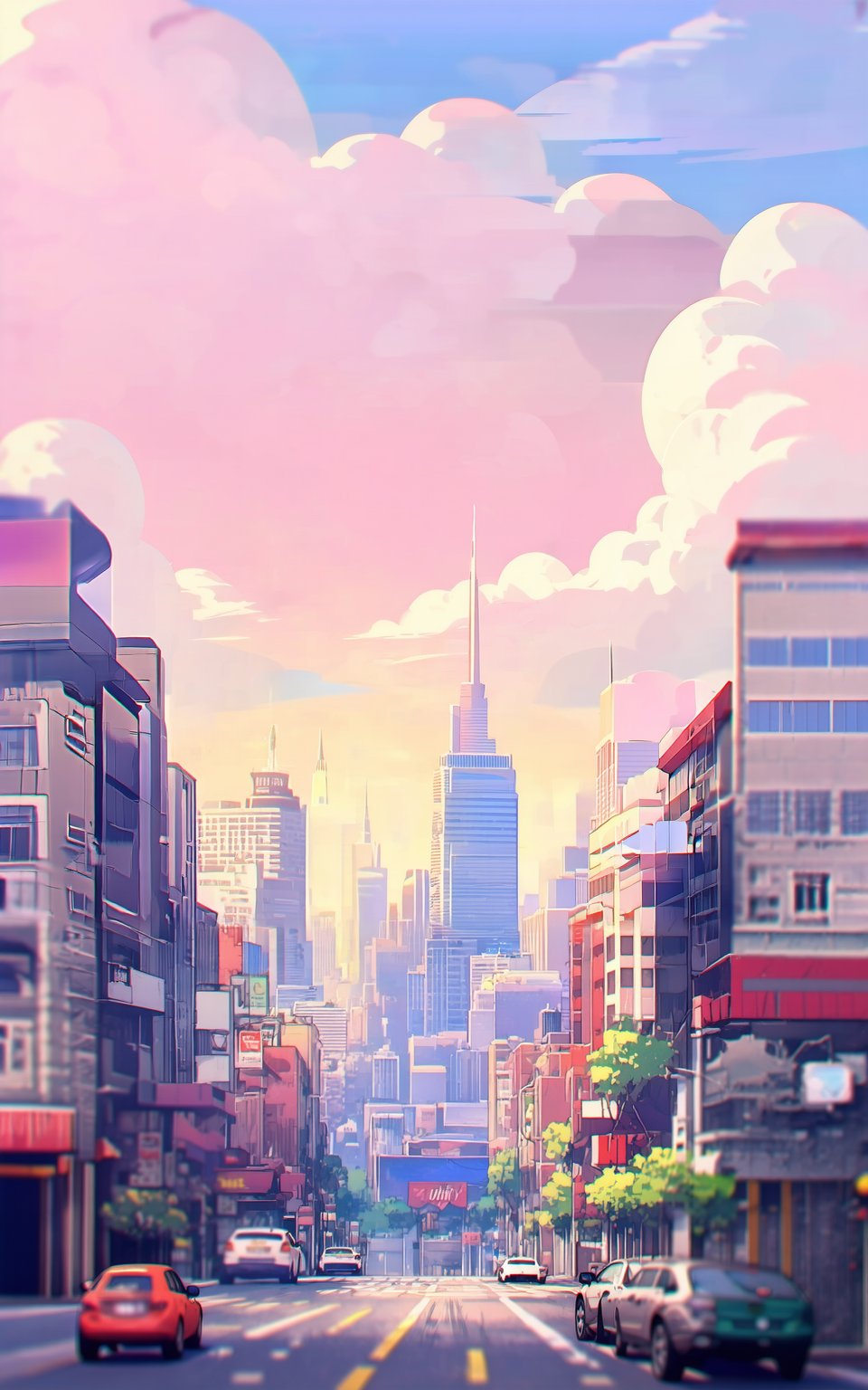 anime style, city wallpaper