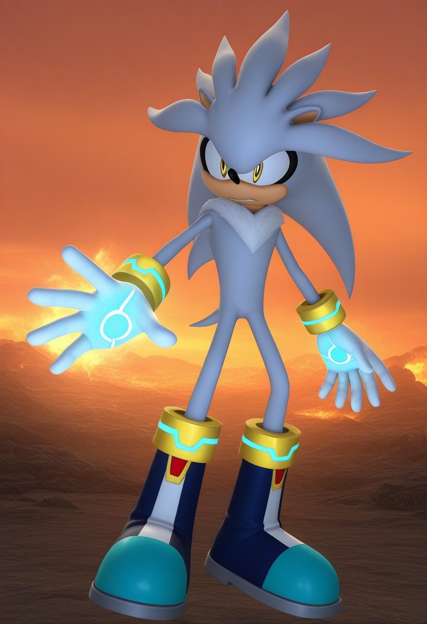 solo male,  Silver the Hedgehog,  silver fur by Sonic X on Tensor.Art