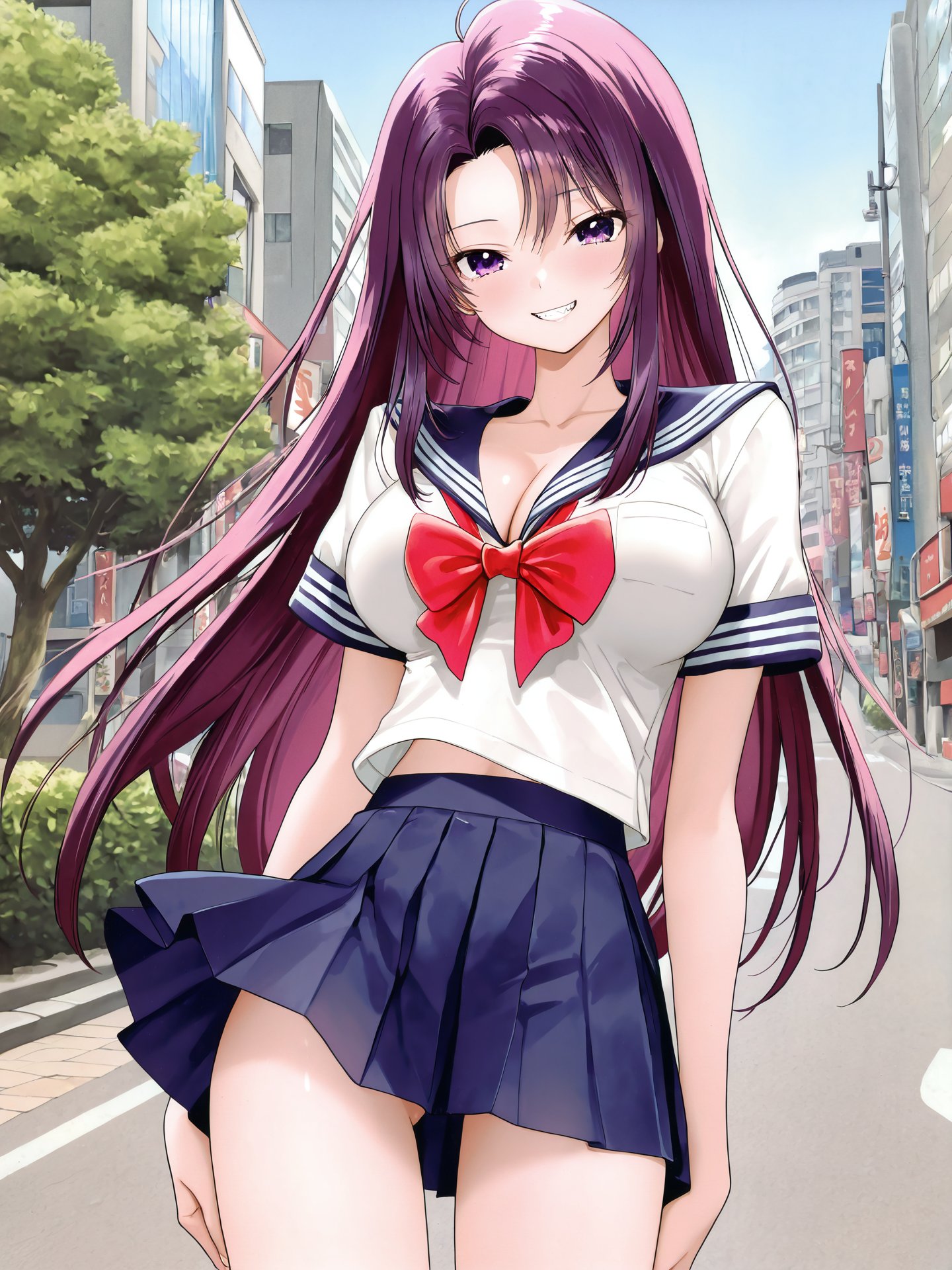 okanotakeshi,  hazukiizunapurple eyes,  purple hair by Romangelo on Tensor.Art