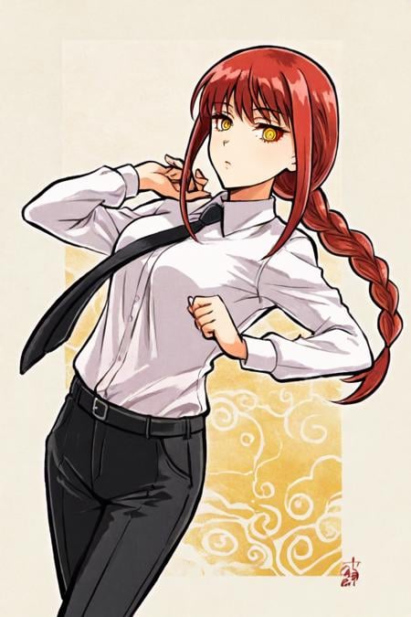 makima,  red hair,  yellow eyes by user_680967095118289292 on Tensor.Art