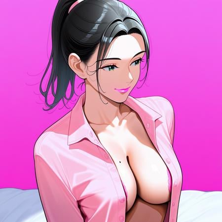 solo,  pink shirt,  ponytail by user_746070364009801050 on Tensor.Art
