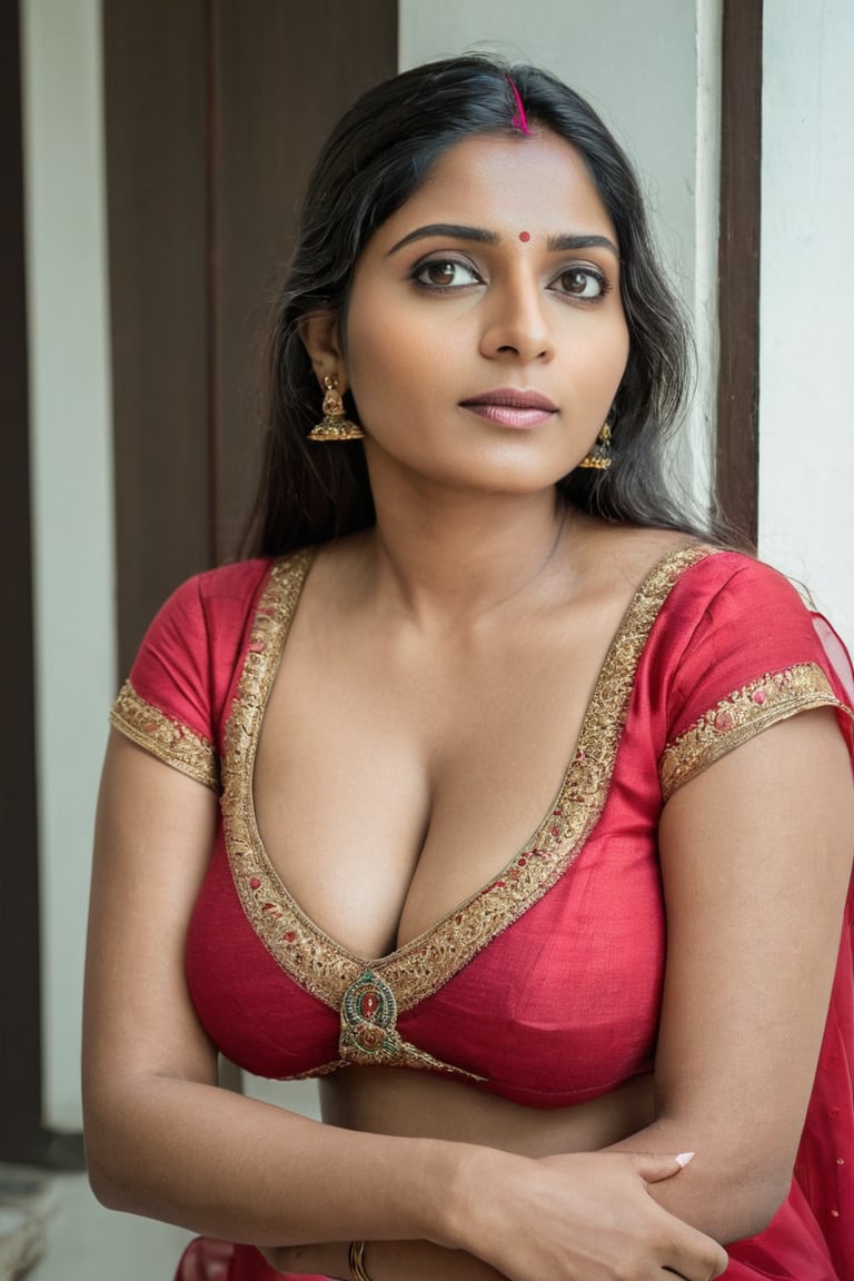 mylocalgirl, 35 years old, 1girl, model, solo,masterpiece, High detailed, photoshoot, photorealistic,busty, Indian,Woman,Indian tradition,photo r3al, ::portrait shot::,r4w photo, Mirrorless, 28mm lens, f/2.5 aperture, ISO 400, natural daylight, cinematic color grading<lora:EMS-85347-EMS:0.800000>, <lora:EMS-335836-EMS:1.000000>, <lora:EMS-24184-EMS:0.800000>