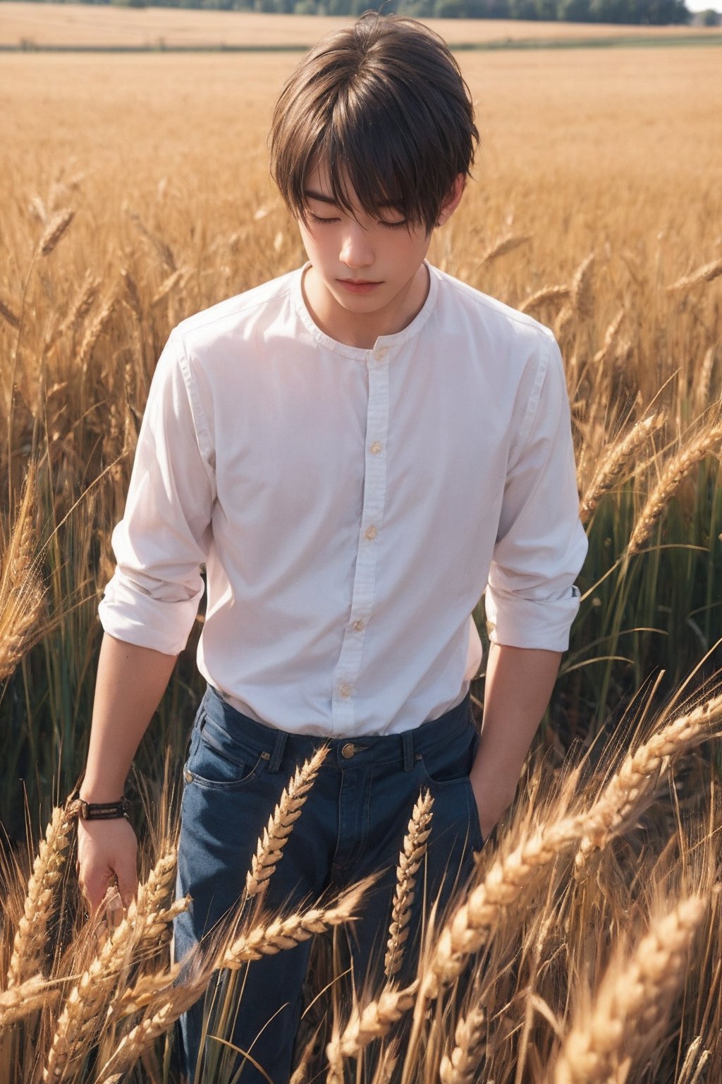 1boy,wheat field