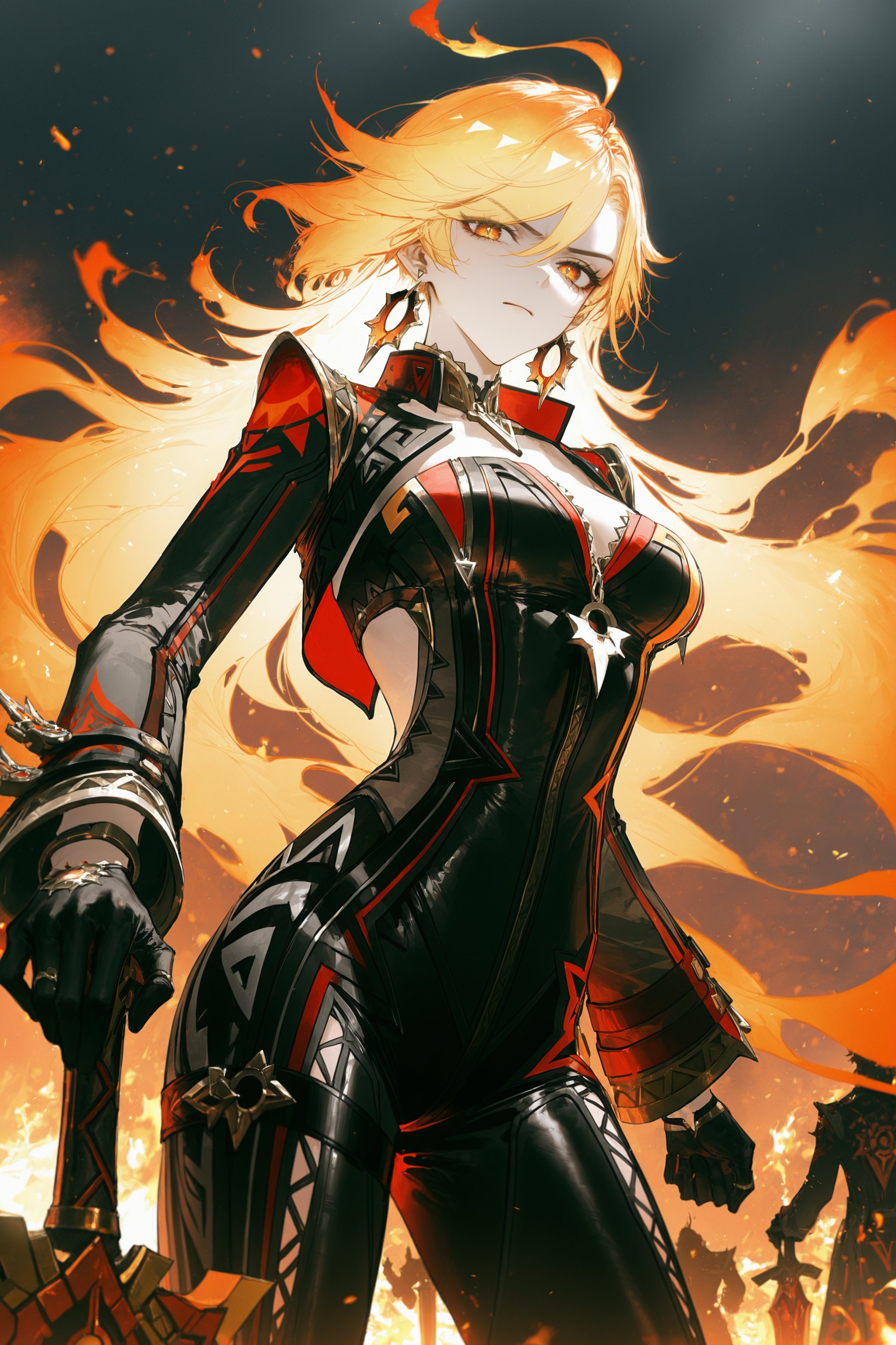 1girl,  mavuika \(genshin impact\),  sun earrings by okingjo on Tensor.Art