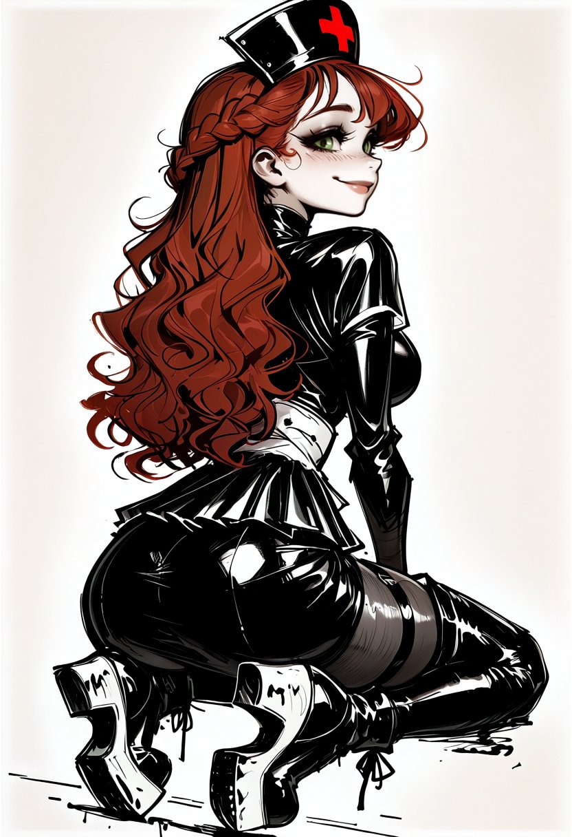 monochrome,  partially colored,  sketch by inknoir on Tensor.Art