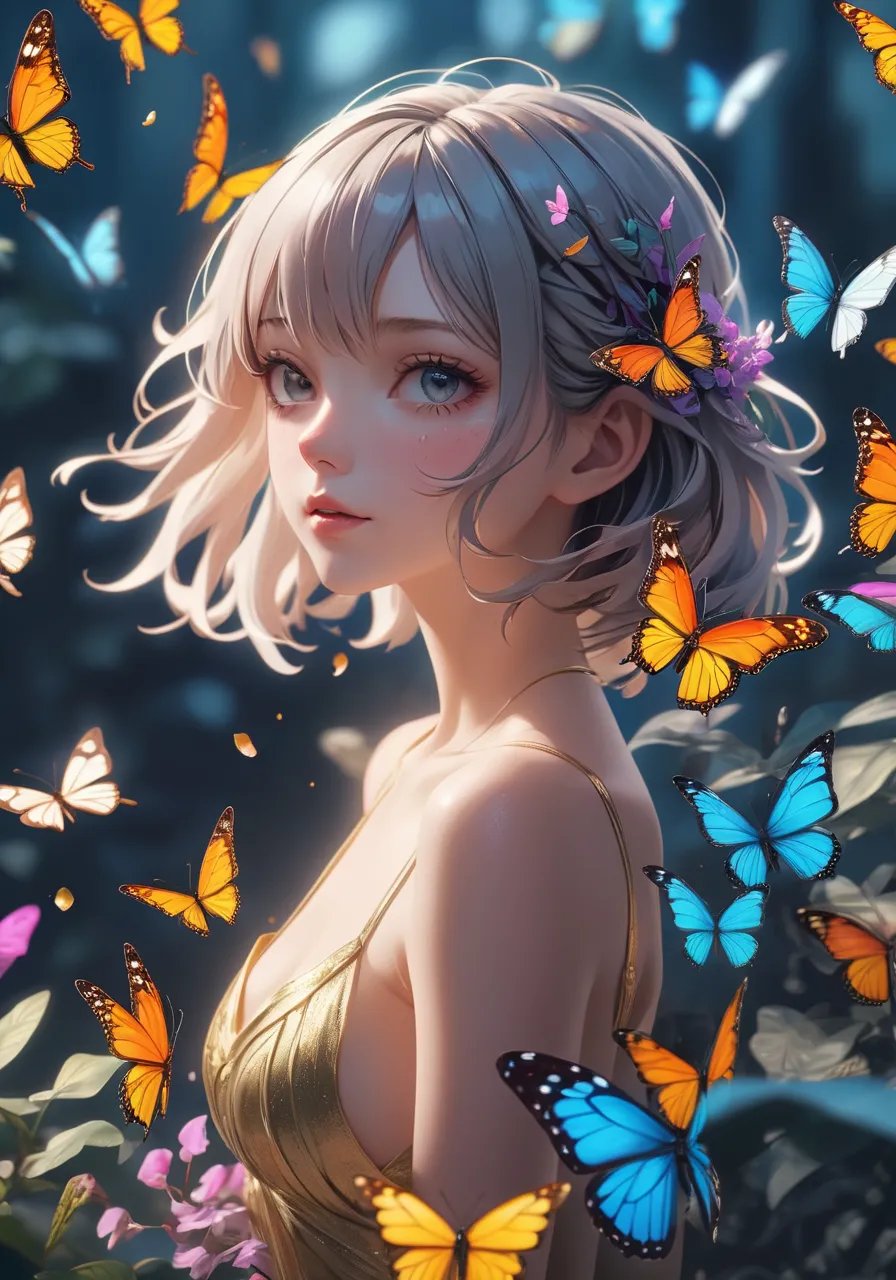 highres,best quality,natural, 100,000,000,000,000,000,000,000,000,000,000 butterflies in seven colors,cinematic photo official art, 8k wallpaper,ultra detailed, aesthetic quality,photorealistic,entangle,dynamic angle,the most beautiful form of chaos,elegant,a brutalist designed,vivid colours,romanticism,atmospheric . 35mm photograph, film, bokeh, professional, 4k, highly detailed, skin detail realistic, ultra realistic,Perspective