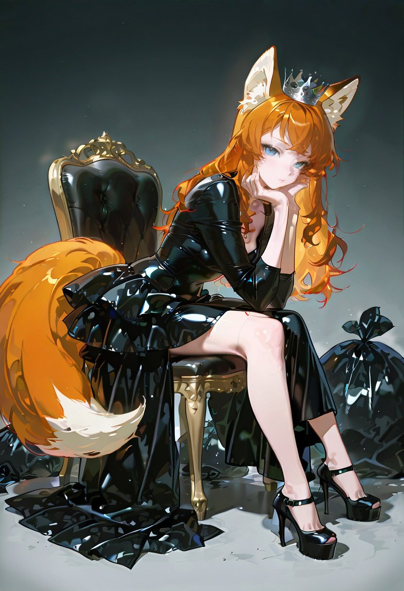 1girl,  solo,  black latex dress by miaomiao on Tensor.Art