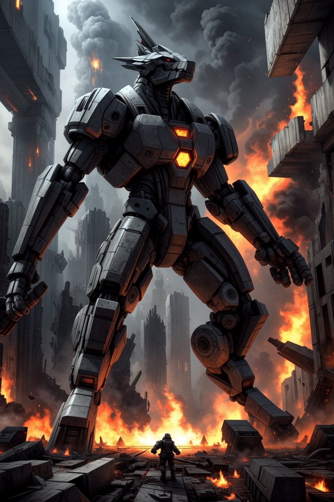 giant humanoid mech robot war machine,  shiny,  reflective by Sajrep on Tensor.Art