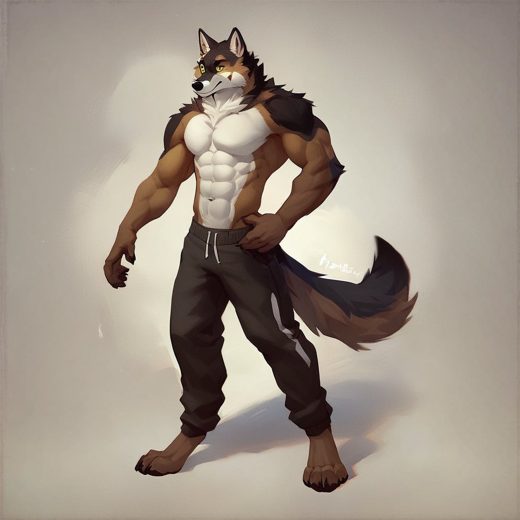 source_furry, rating_safe, male, canid, full length portrait, muscular, anthro, abs, anatomically correct, <lora:Pony_QualityV4.0:1.1>