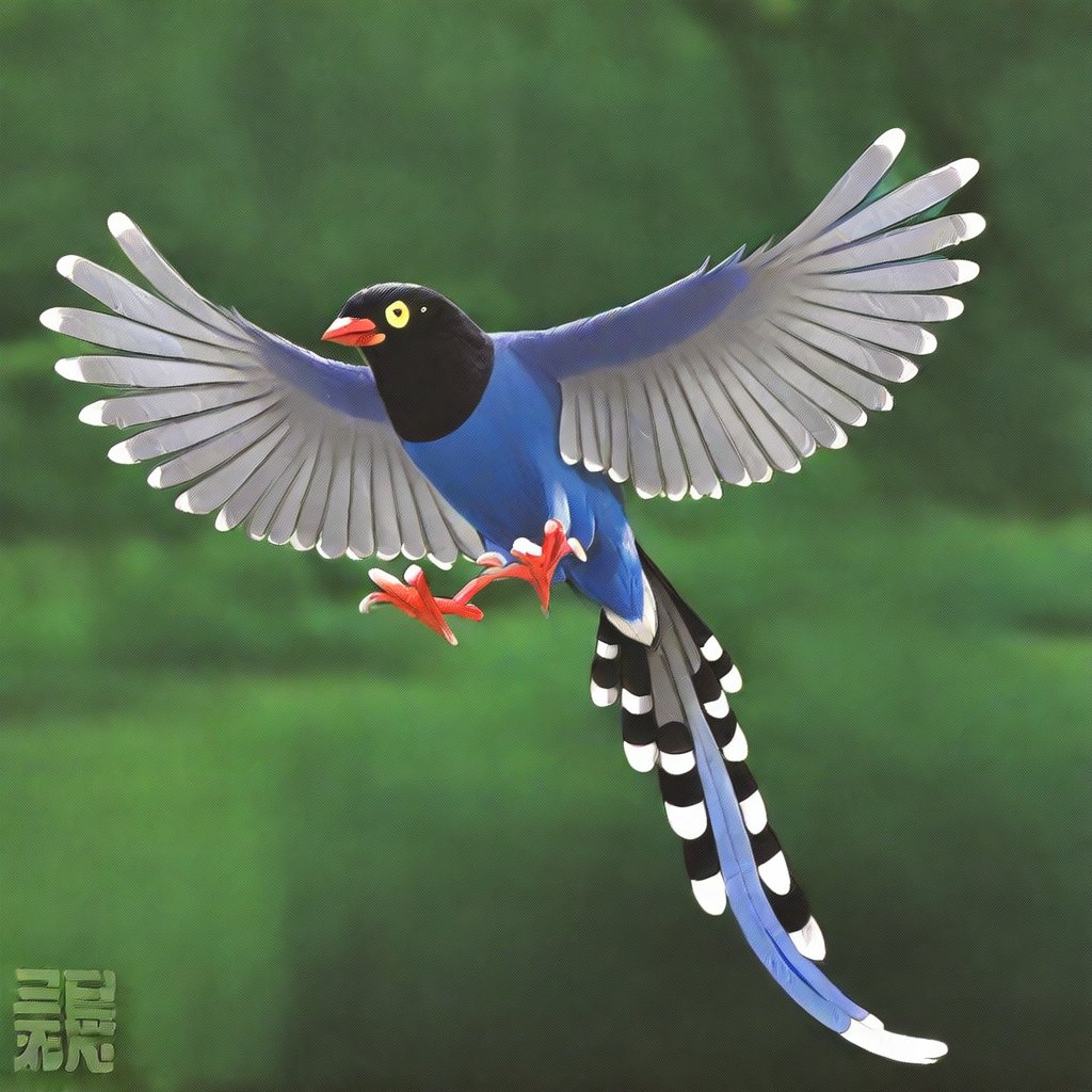 taiwan blue magpie,  no humans,  tree by ji on Tensor.Art